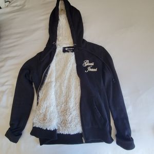 Black Guess furry Jacket Medium